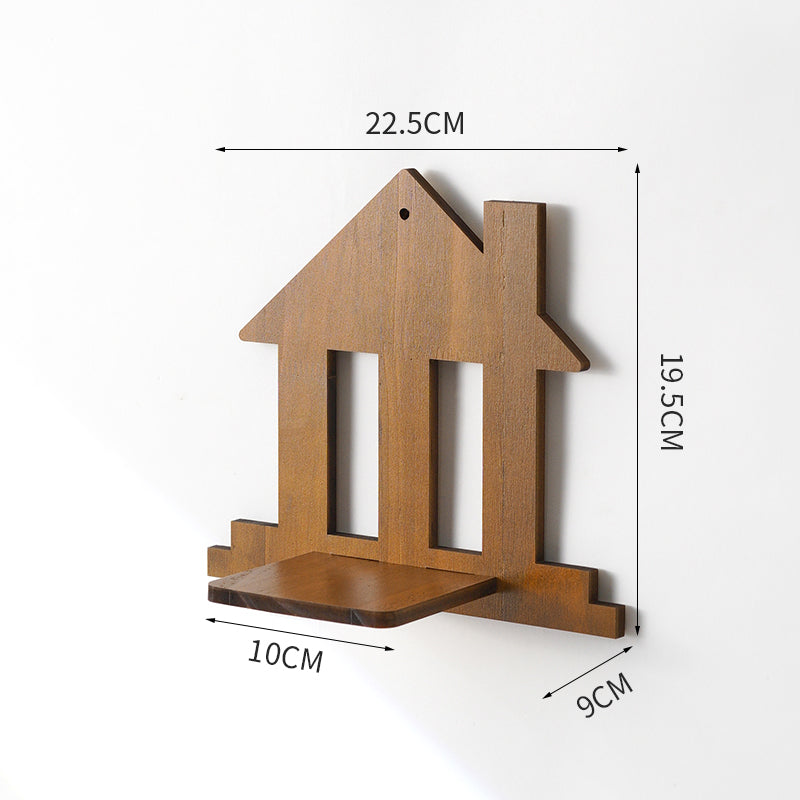 Étagère décorative en bois massif — rangement mural salon