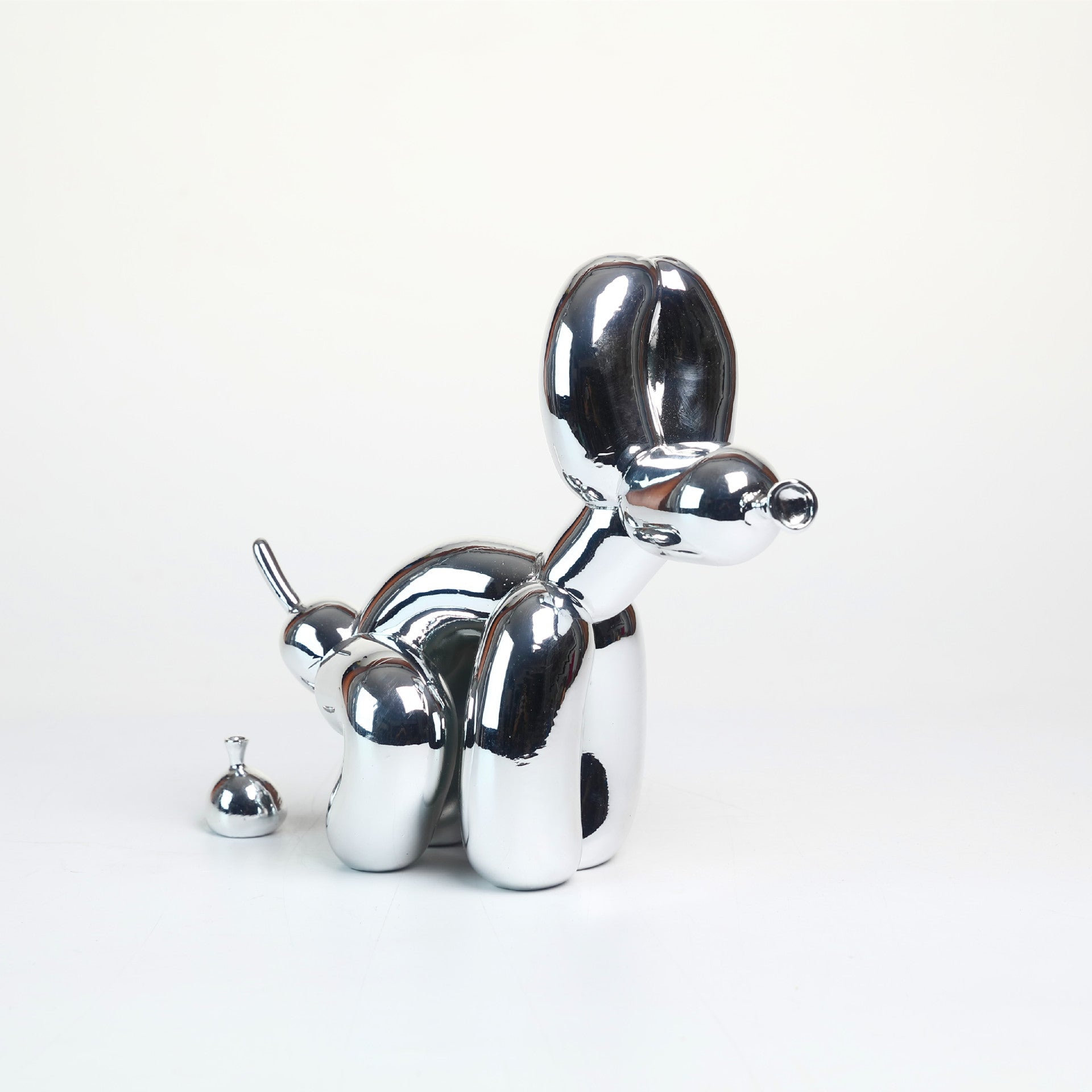 Chien ballon doré résine — cadeau décoration luxe