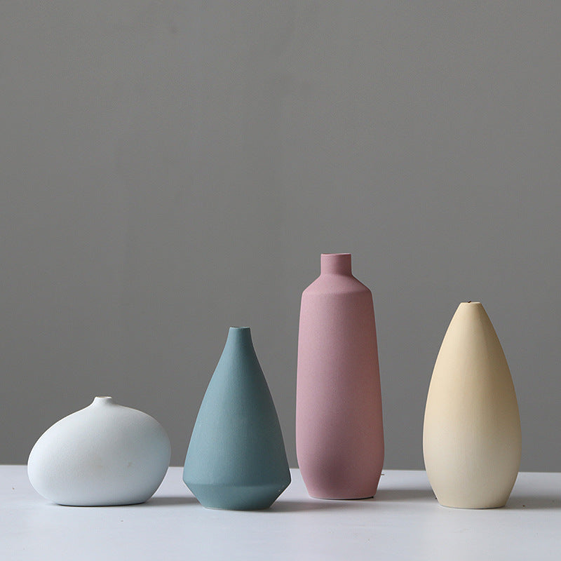 Vase céramique nordique minimaliste set couleurs pastel — décoration maison