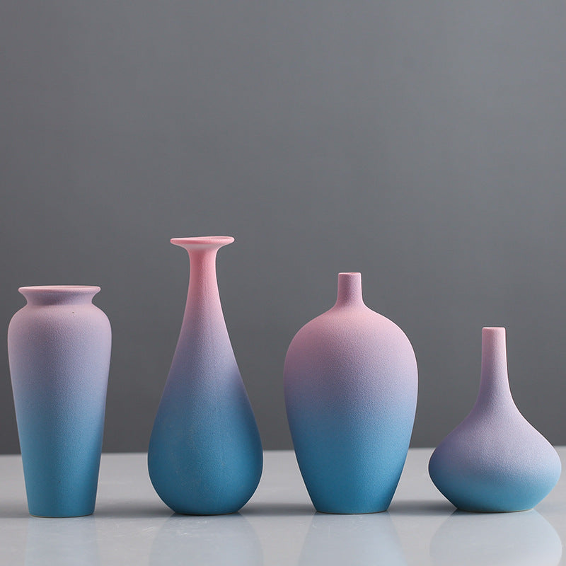 Vase dégradé céramique nordique — décoration salon colorée