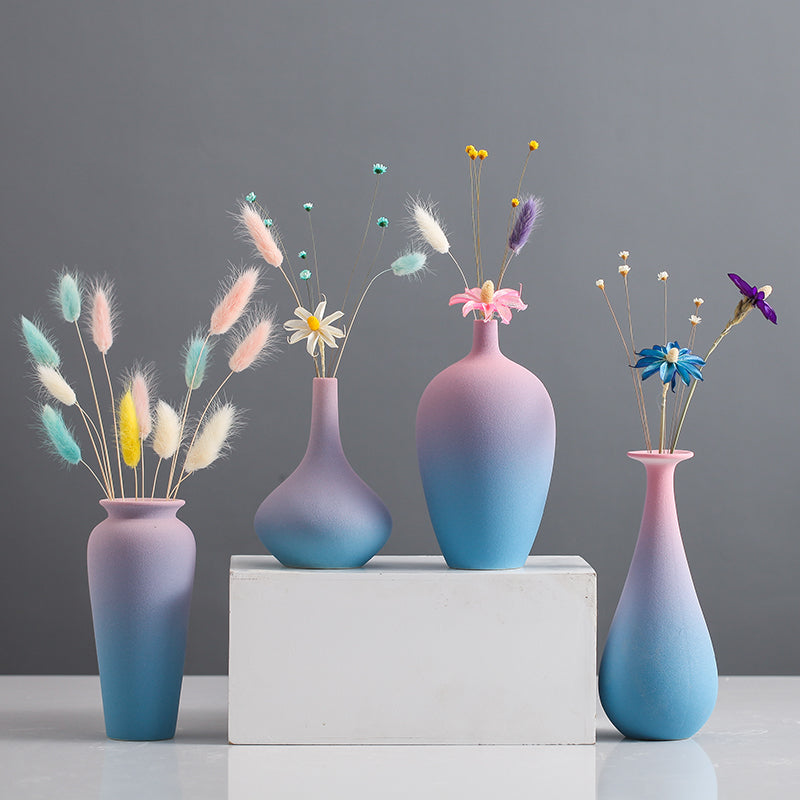 Vase céramique dégradé pastel — décoration moderne colorée