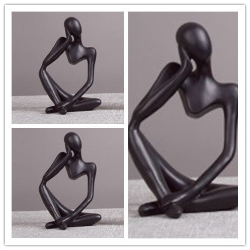 Statue abstraite penseur — ambiance salon bureau design