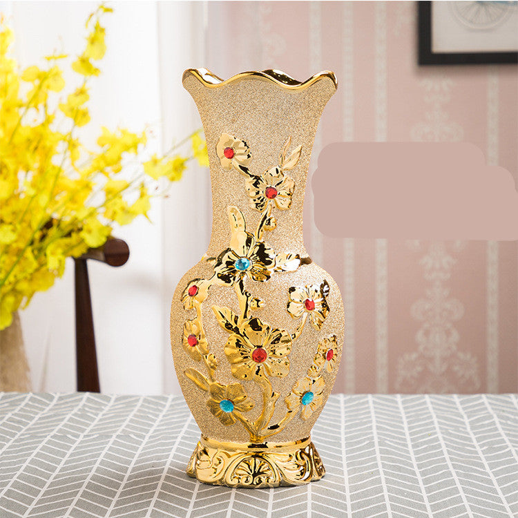 Vase céramique doré premium style européen luxe — décoration salon