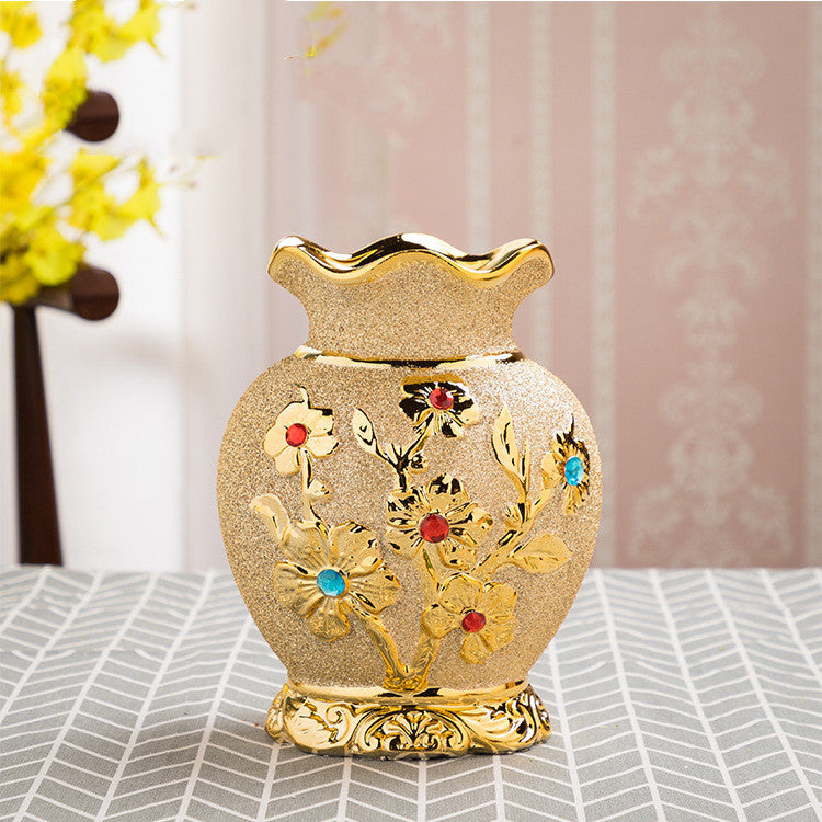 Vase doré céramique européen — décoration luxe maison