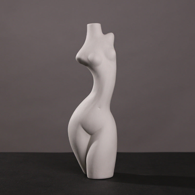 Vase silhouette féminine céramique blanche — art décoration salon