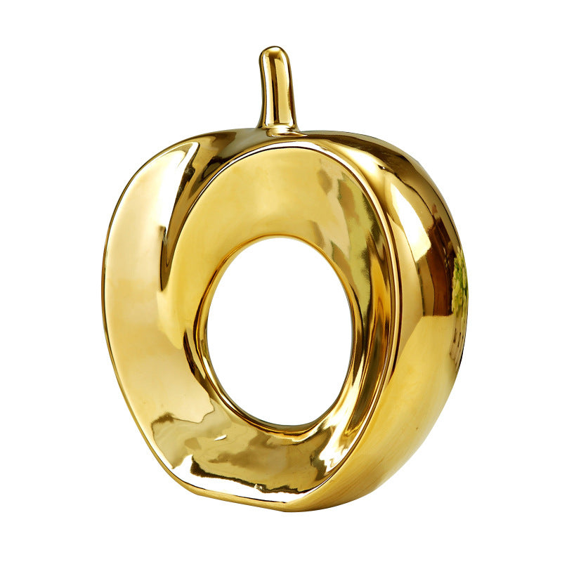 Pomme décorative dorée céramique — détail finition luxe