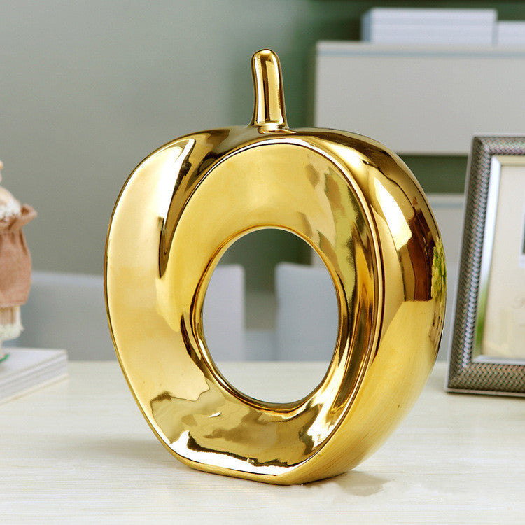 Pomme céramique dorée — cadeau original décoration