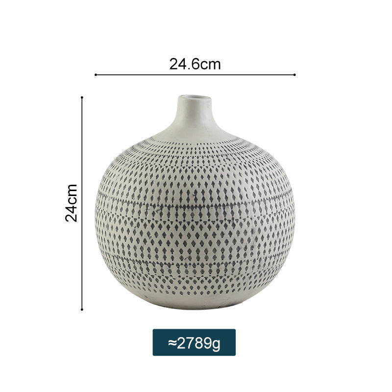 Vase boule céramique minimaliste — fleurs séchées décoration