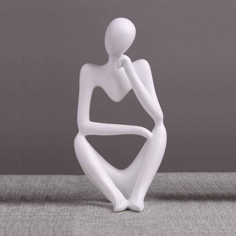 Sculpture abstraite penseur blanc — décoration maison moderne