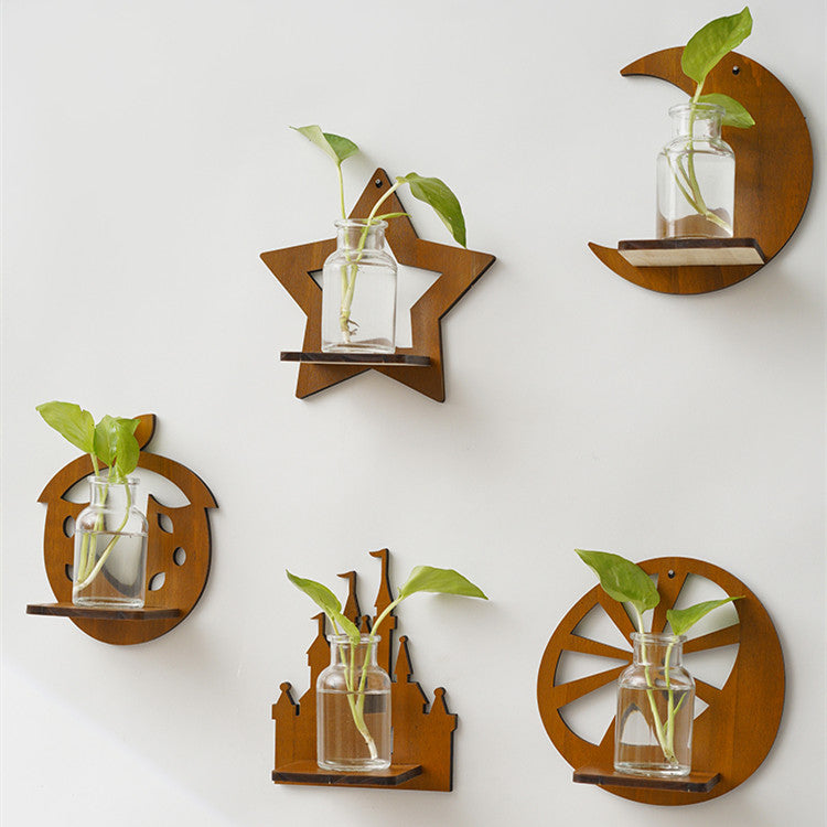 Étagère murale décorative en bois motif château — décoration salon rétro boho