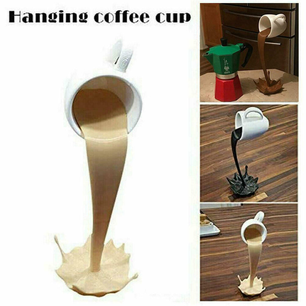 Tasse café flottante illusion optique — déco salon insolite