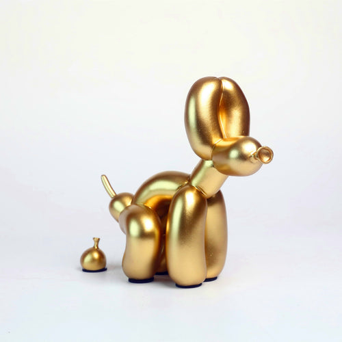 Chien ballon doré sculpture déco moderne — résine premium