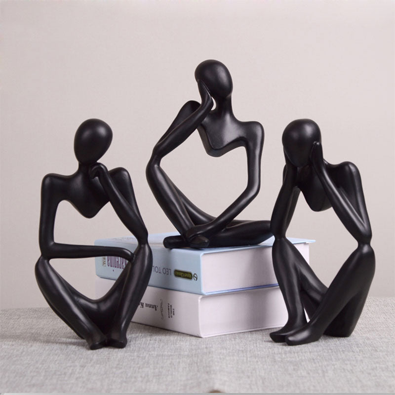 Statue abstraite penseur en résine — sculpture déco moderne