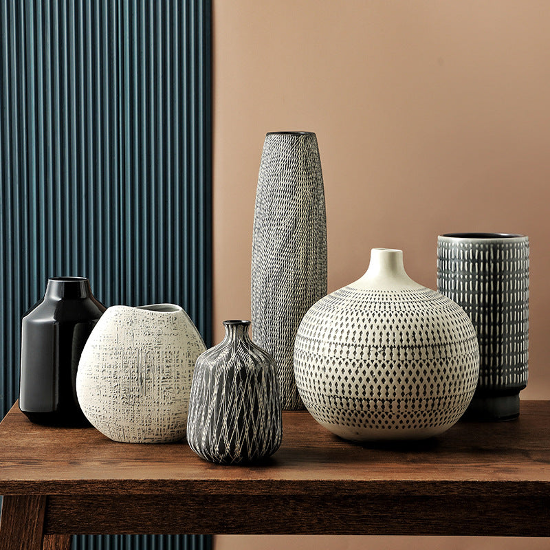 Vase boule nordique minimaliste céramique — décoration florale maison
