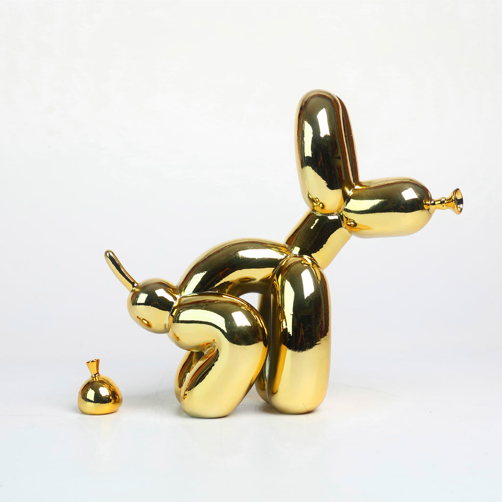 Chien ballon résine premium — ambiance salon contemporain